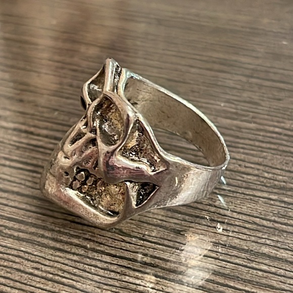 Men’s Skull Ring Silver-tone Approx Size 10 - Picture 4 of 15